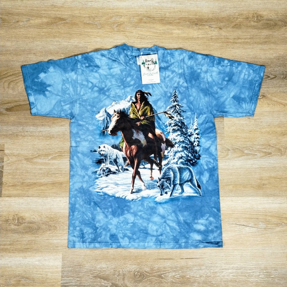 Vintage Back To Earth Gildan Graphic T-Shirt with Horse and Wolf Design - Medium